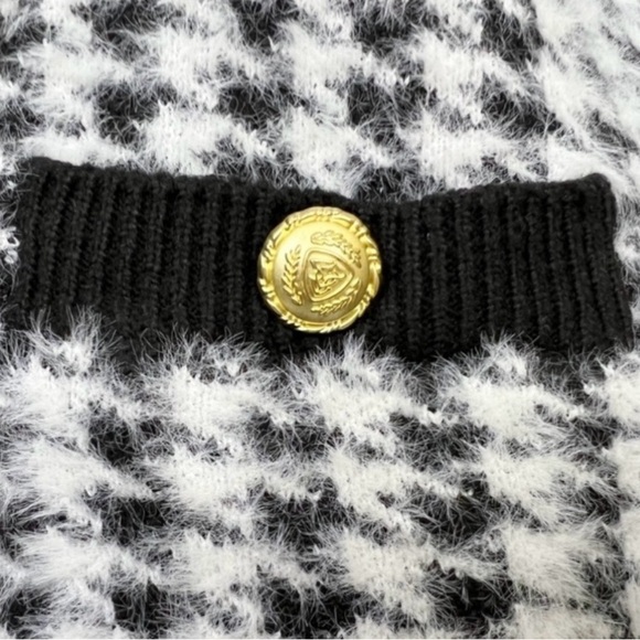 TAHARI | Eyelash Houndstooth Sweater X-Large Black White - Picture 6 of 9